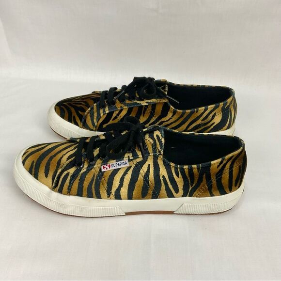Superga Velvet Zebra Sneakers 2750 Sz 9.5 Tennis Shoes Joggers Gym Shoes Animal - Picture 3 of 9